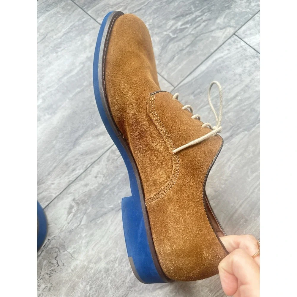 Johnston and Murphy Tan Sheepskin Suede Plain Toe Dress Shoes Men's Size 11